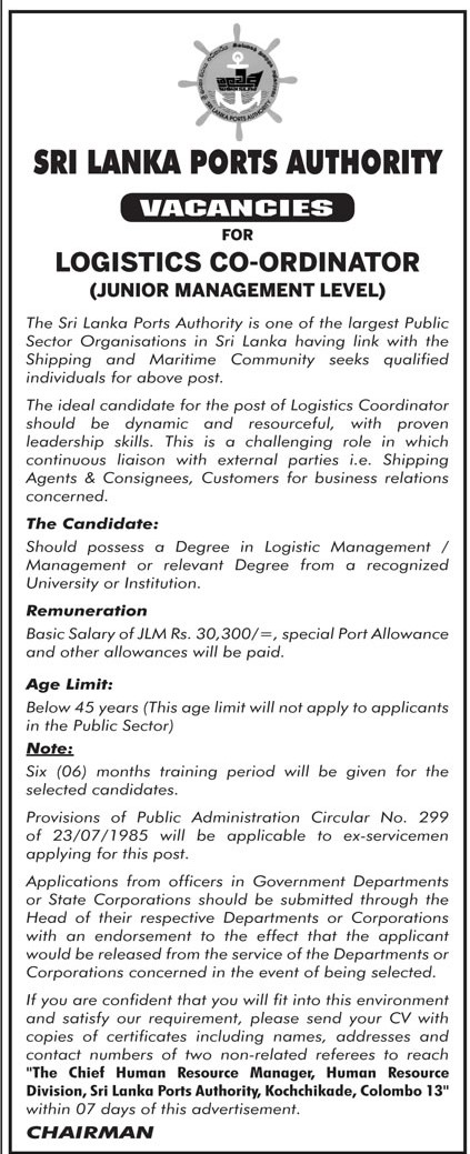 Logistics Coordinator - Sri Lanka Ports Authority